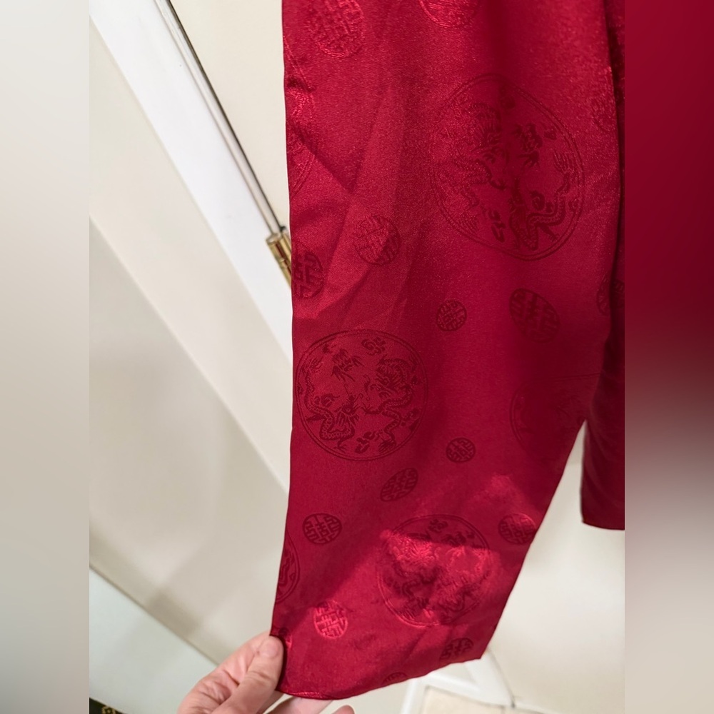 Stylish Red Women's Silk Jacket - Picture 5 of 14